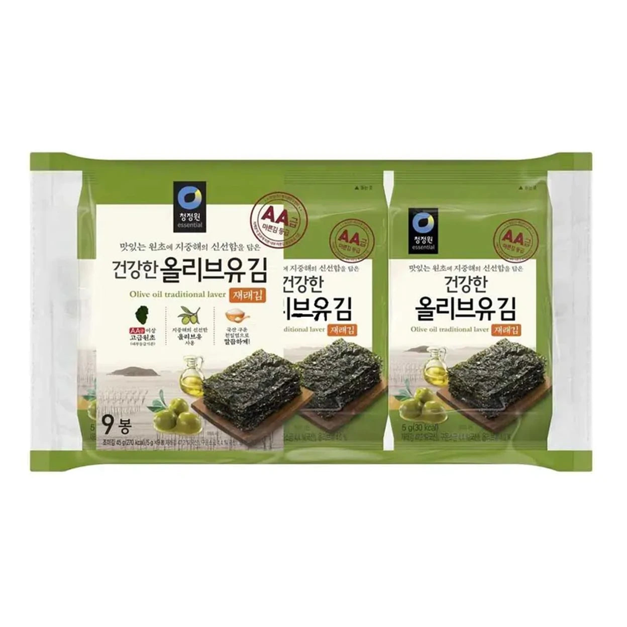 CHUNG JUNG ONE Algensnack mit Olivenöl 9 × 5 g