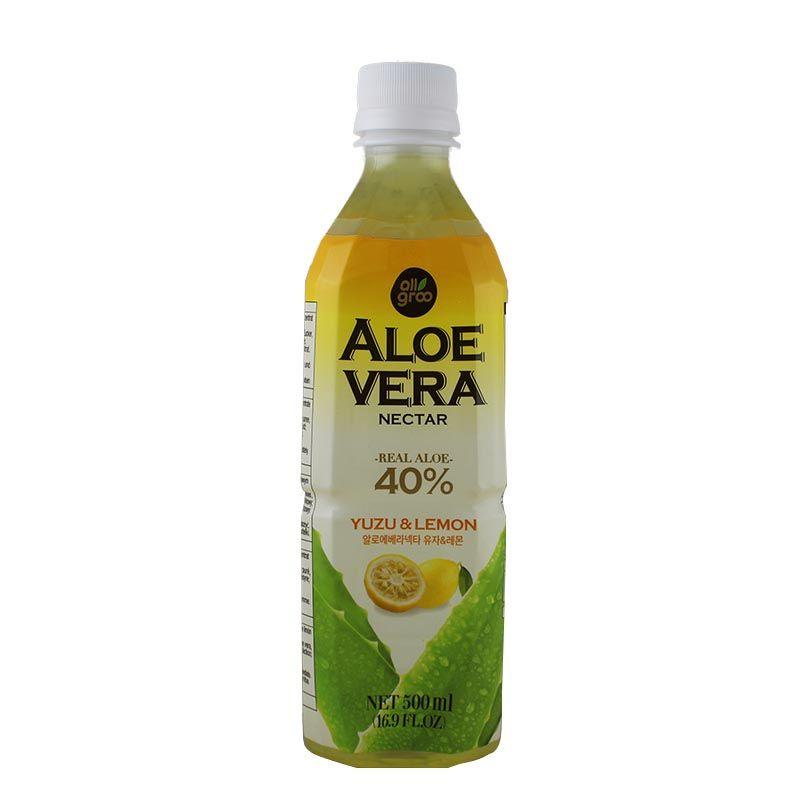 MHD: 21.05.2025 - Allgroo Aloe Vera Nektar mit Yuzu und Zitrone 500 ml