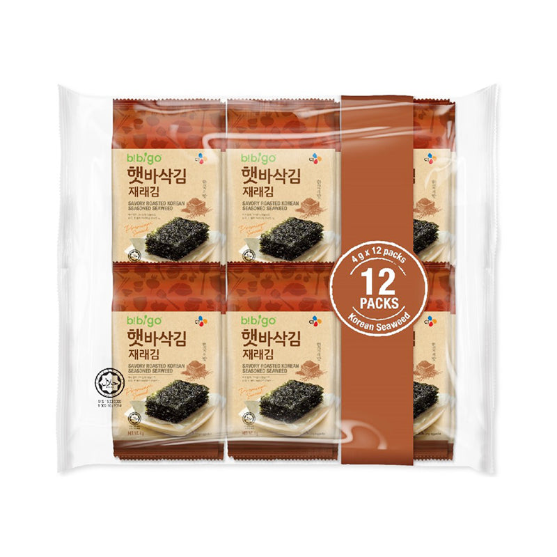 BIBIGO Jaerae Gim gerösteter Seetang Multipack 12 × 4 g