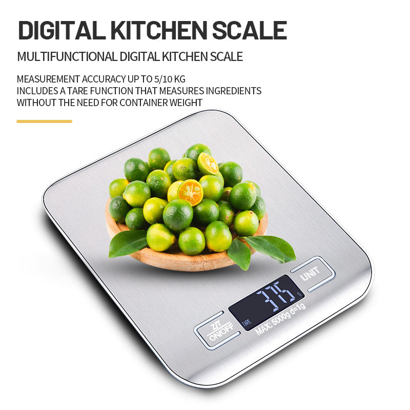 Digitale Küchenwaage mit LCD-Anzeige aus Edelstahl - 1
