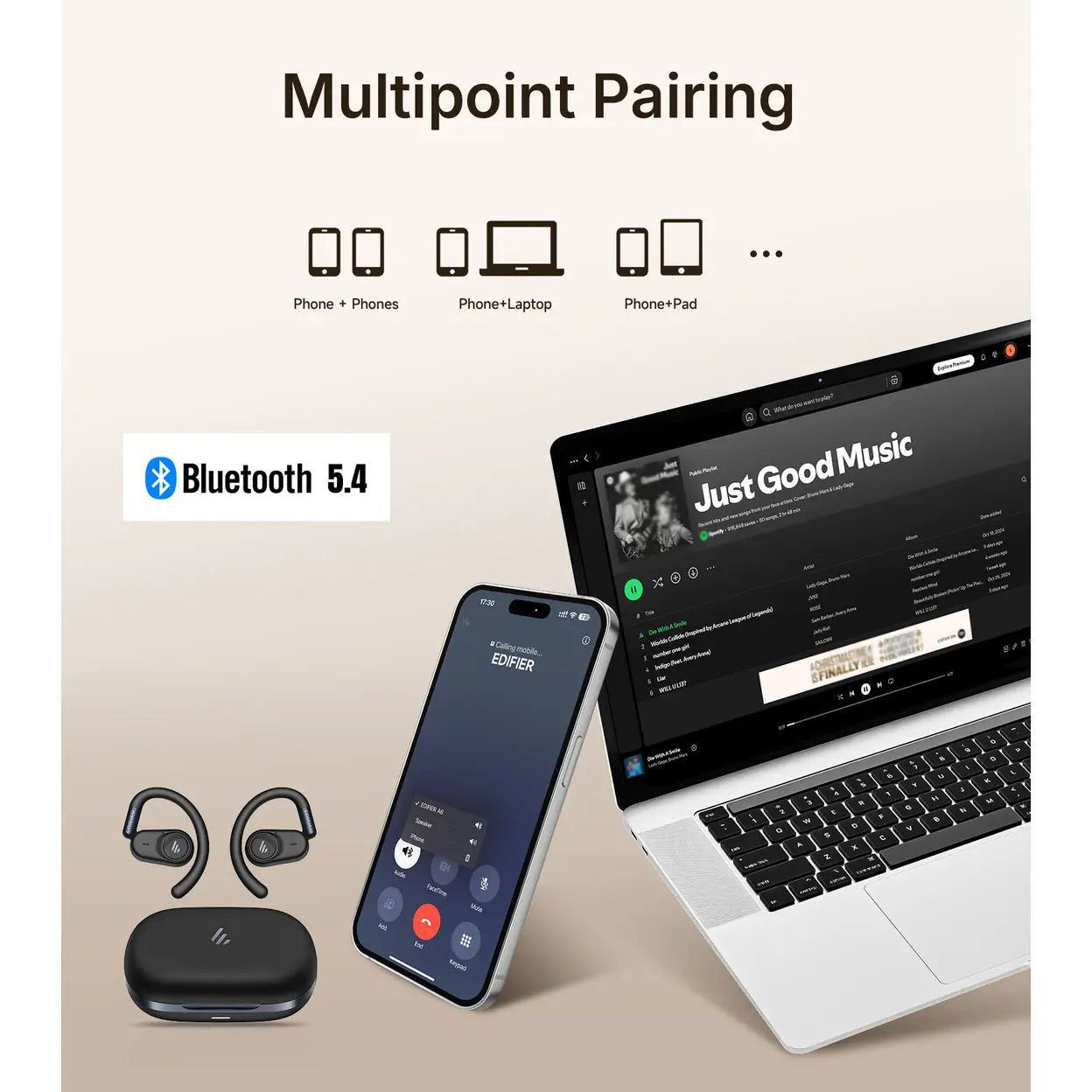 EDIFIER A6 Open-Ear Bluetooth-5.4-Kopfhörer, Schwarz - 5