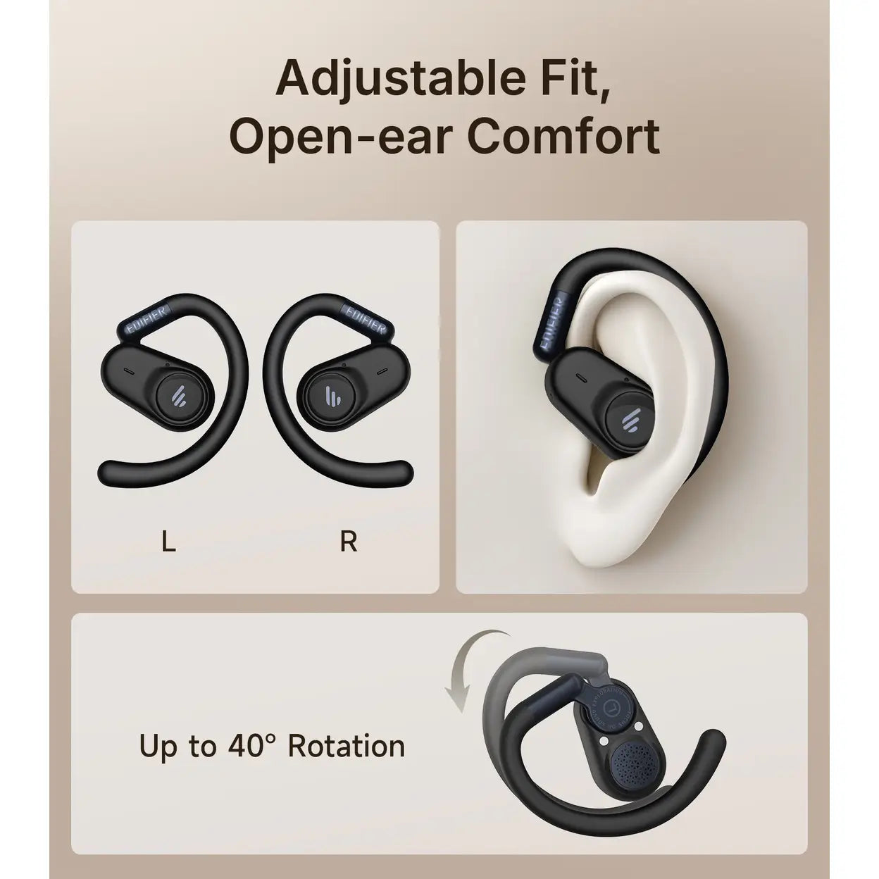 EDIFIER A6 Open-Ear Bluetooth-5.4-Kopfhörer, Schwarz - 6