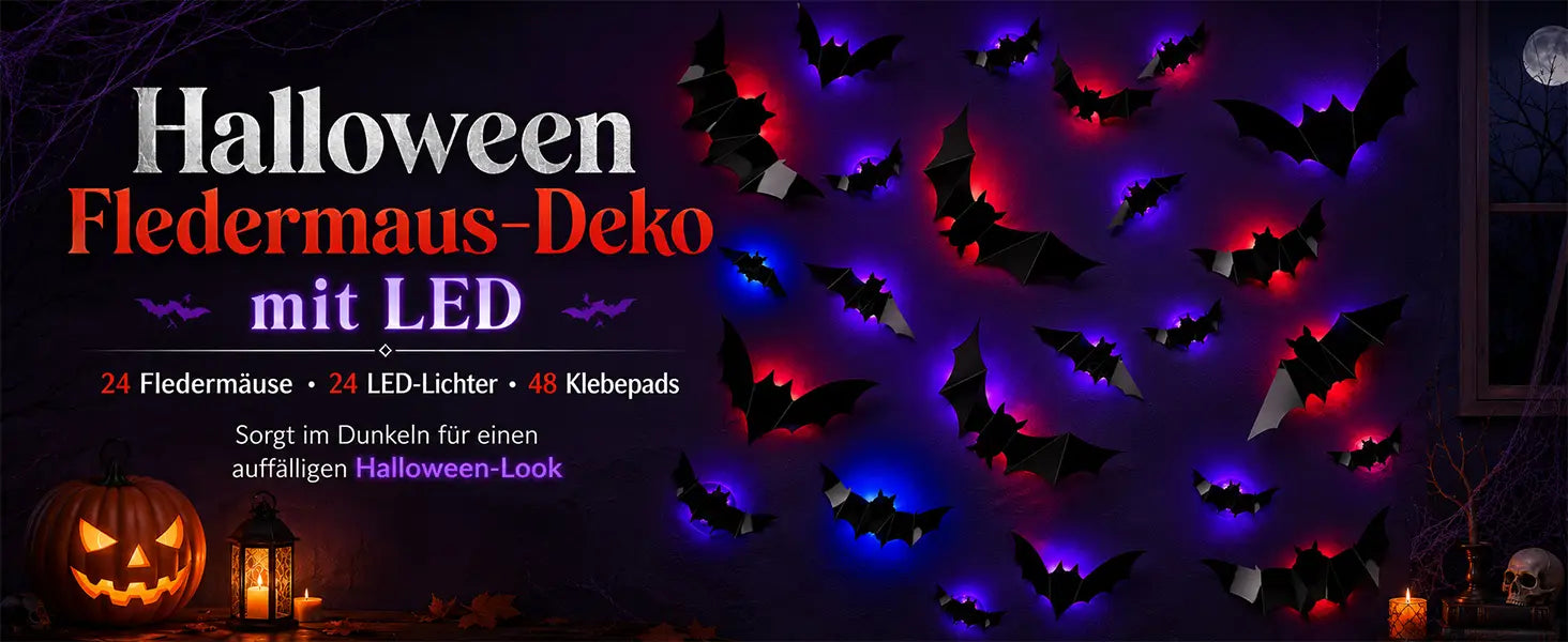Halloween Fledermaus-Deko mit LED