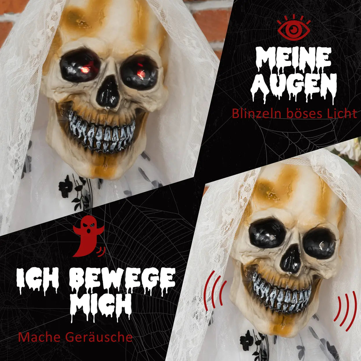 Outsunny Halloween Geisterbraut 175 cm mit Licht, Sound und Bewegungsmelder – Bild 5
