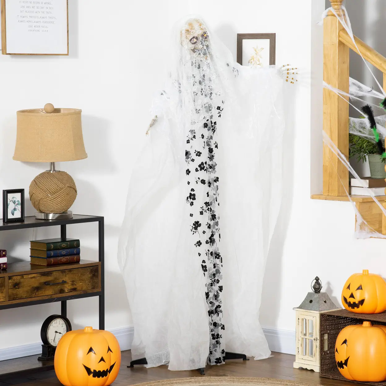 Outsunny Halloween Geisterbraut 175 cm mit Licht, Sound und Bewegungsmelder – Bild 9
