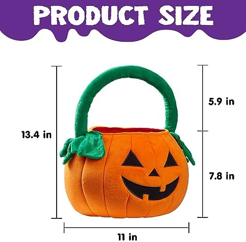Halloween Kürbis Plüsch-Süßigkeitentasche für Kinder, 20 cm – Bild 6