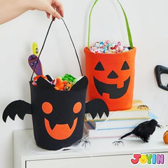 Halloween Süßigkeiten-Eimer Set aus Filz mit Fledermaus und Kürbis, 2-teilig – Bild 2