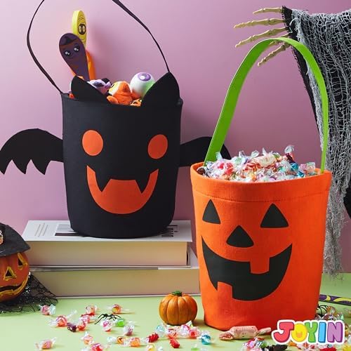 Halloween Süßigkeiten-Eimer Set aus Filz mit Fledermaus und Kürbis, 2-teilig – Bild 7