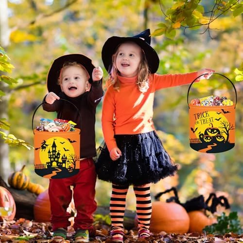 Halloween Süßigkeitenkorb 8 L mit Kürbis-, Fledermaus- und Mondmotiv – Bild 3
