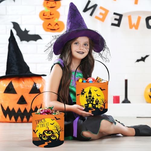 Halloween Süßigkeitenkorb 8 L mit Kürbis-, Fledermaus- und Mondmotiv – Bild 4