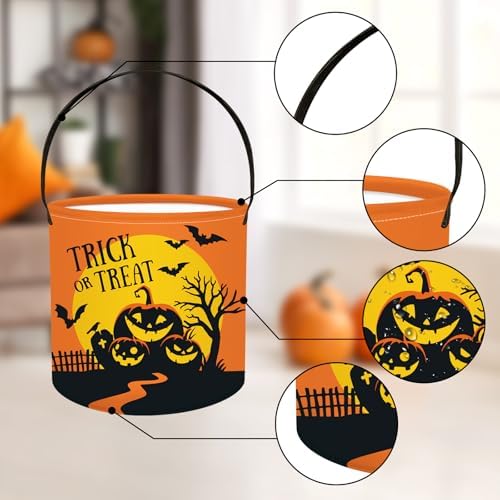 Halloween Süßigkeitenkorb 8 L mit Kürbis-, Fledermaus- und Mondmotiv – Bild 5