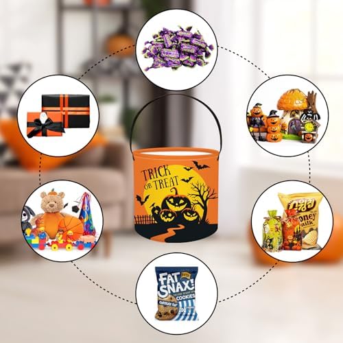 Halloween Süßigkeitenkorb 8 L mit Kürbis-, Fledermaus- und Mondmotiv – Bild 6