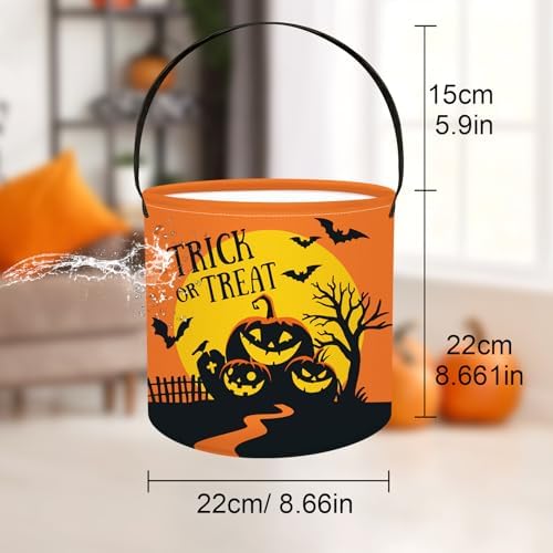 Halloween Süßigkeitenkorb 8 L mit Kürbis-, Fledermaus- und Mondmotiv – Bild 7