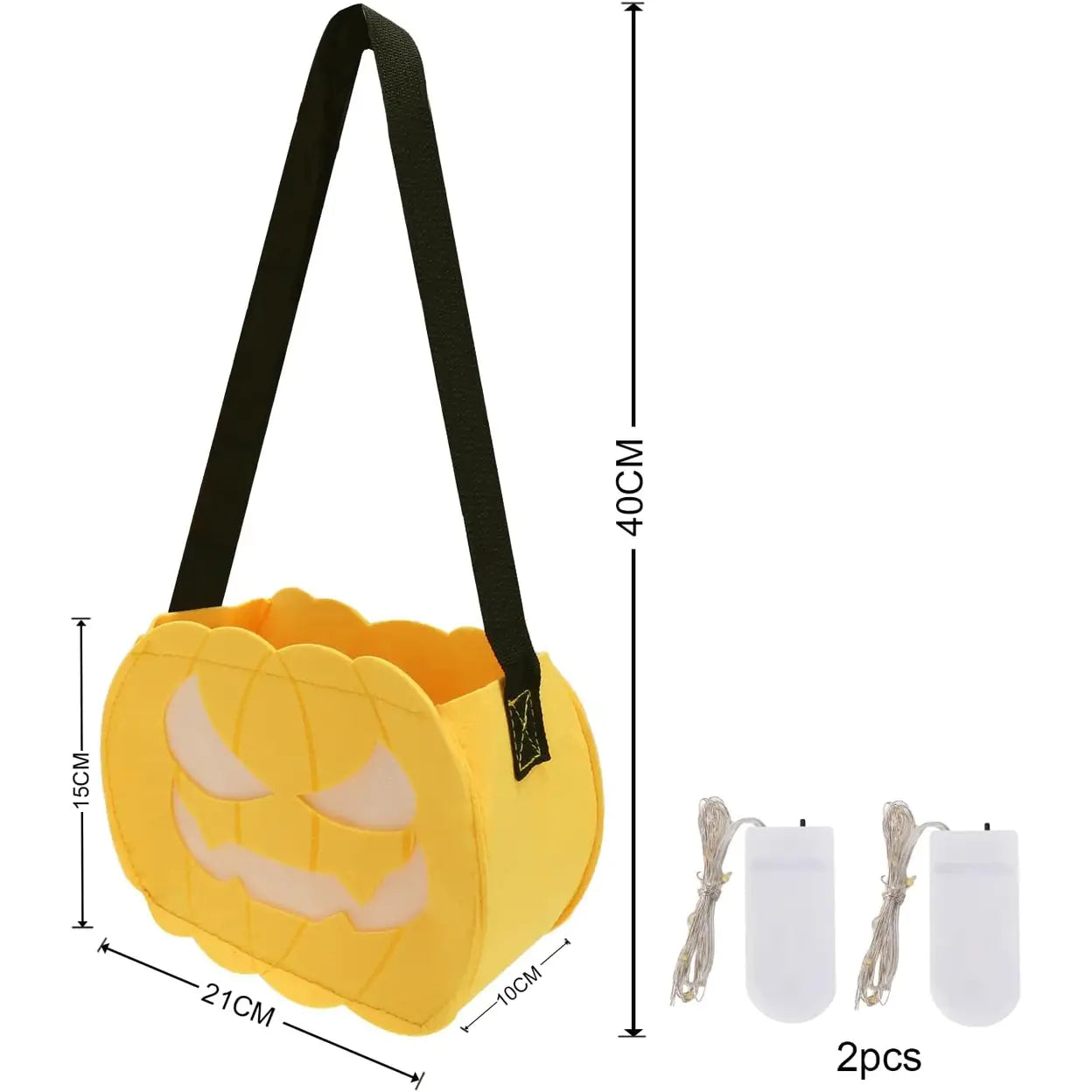 Halloween Süßigkeitentaschen mit LED, 2 Stück – Bild 7