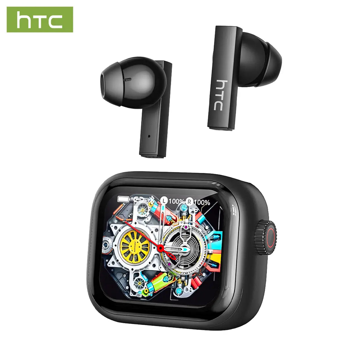 HTC NE40 Bluetooth-6.0-Ohrhörer mit LED-Display, Schwarz - 1