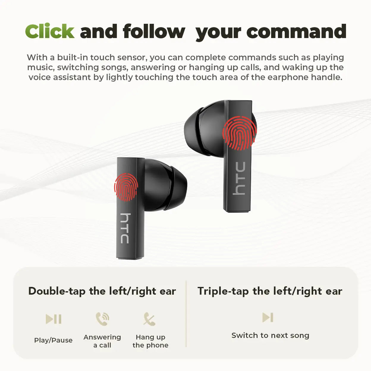 HTC NE40 Bluetooth-6.0-Ohrhörer mit LED-Display, Schwarz - 2