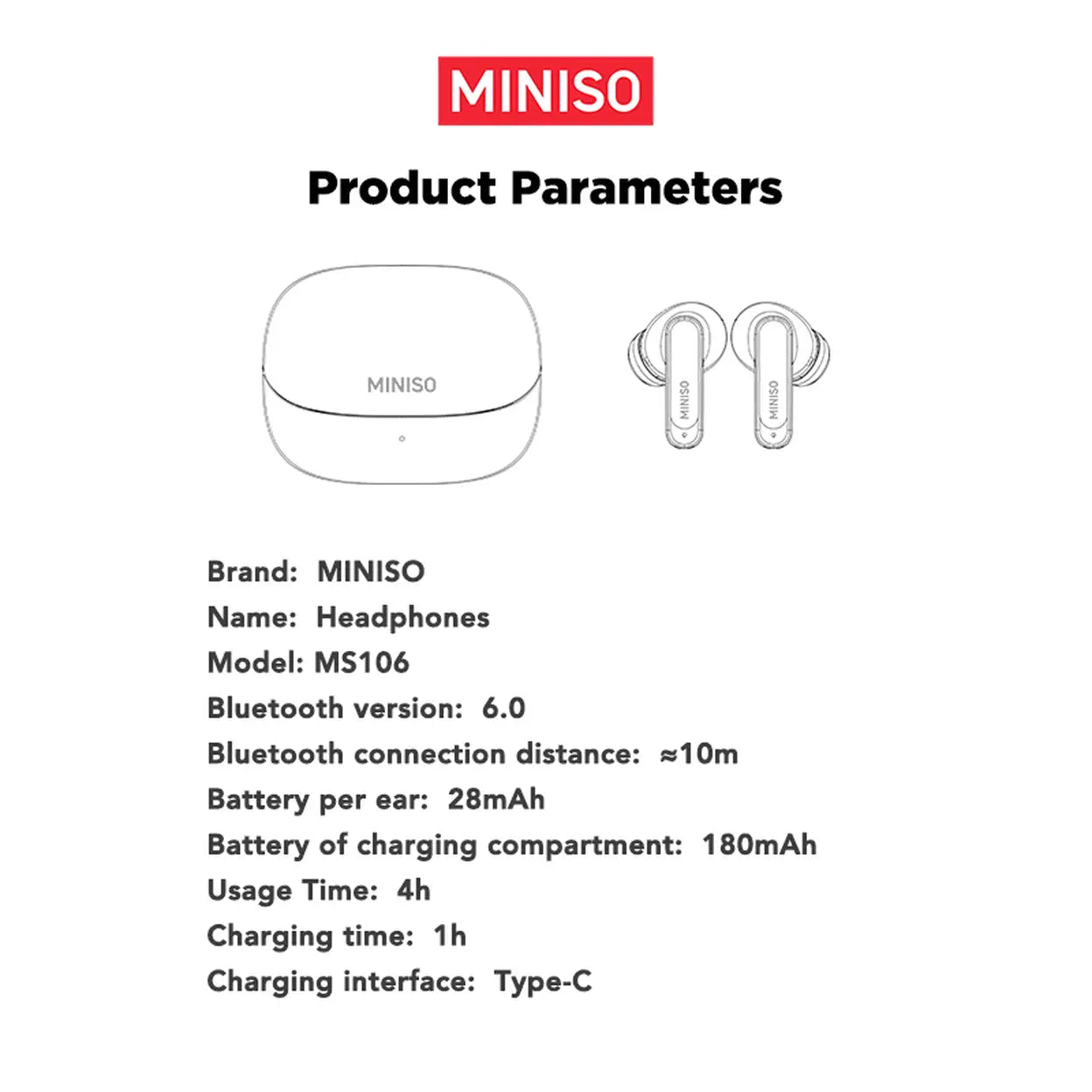 MINISO MS106 Bluetooth-6.0-Kopfhörer Schwarz - 10